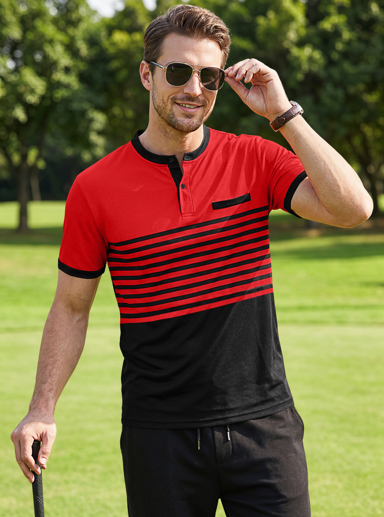 Transfronterizos Amazon verano hombre polo a rayas de contraste Europa y América negocios Henry cuello casuales transpirables mangas cortas