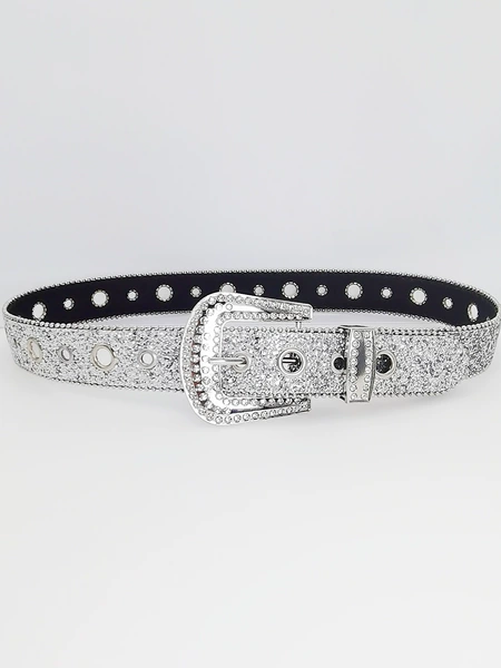 Silver 3.8 width (gold powder belt with rhinestone buckle)