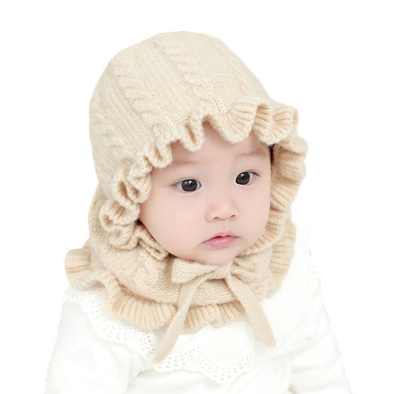 Sombrero DE LOS NIÑOS bufanda invierno Bebé sombrero de lana Corea del Sur nuevo bebé sombrero invierno lindo encaje sombrero traje femenino image 5