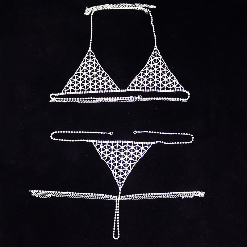 2022 Mode Strass Corps Chaîne Bikini Costume Creux Sexy Soutien-gorge String Chaîne display picture 6