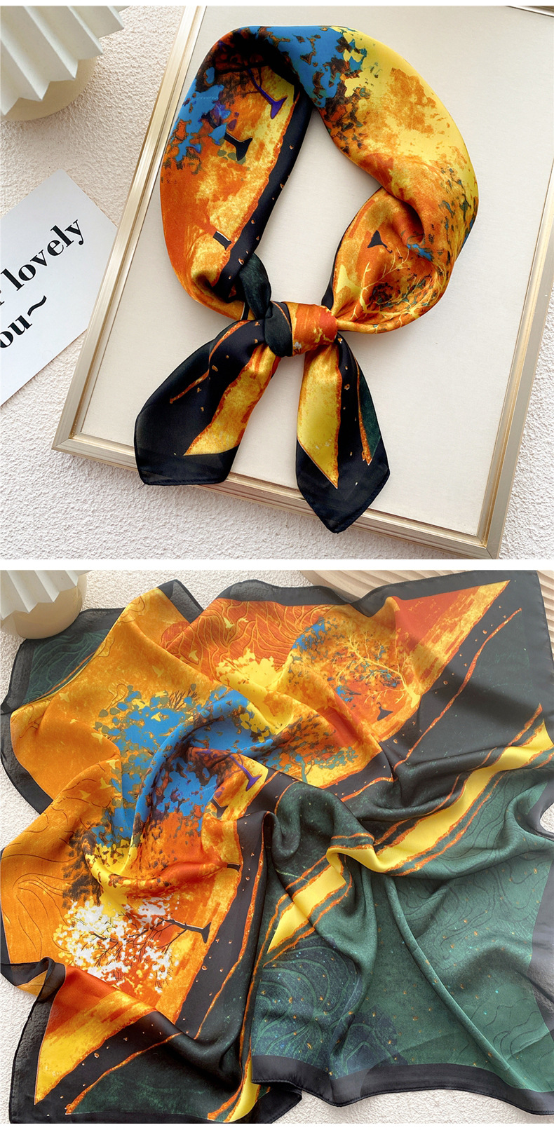 45g Weight Silk Scarf Classification Daily Occasion Polyester Material Geometric Pattern All Seasons Season Women's Gender Printing Design Elegant, Sweet Style Women's Elegant Sweet Geometric Polyester Printing Silk Scarf 7