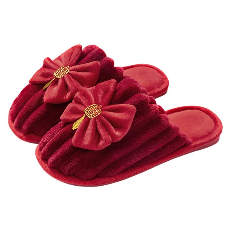 2024 новые свадебные тапочки праздничные красные пары приданых утренних халатов