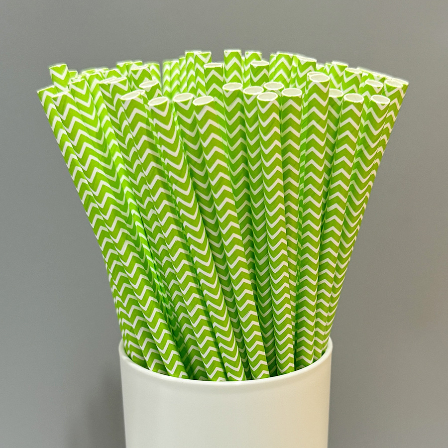 Gran cantidad en stock paja de papel desechable al por mayor paja de papel degradable paja de serie verde Verde Rayado fresco