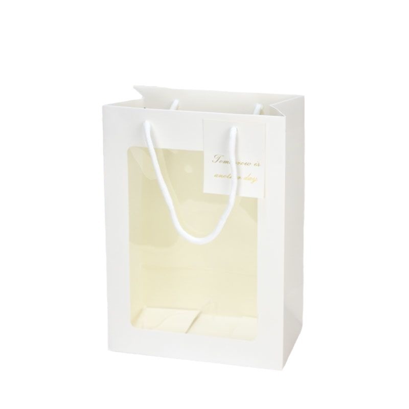 Extra grande ventana cumpleaños graduación temporada bolsa de regalo ramo transparente cuadrado sola flor caja de regalo bolso
