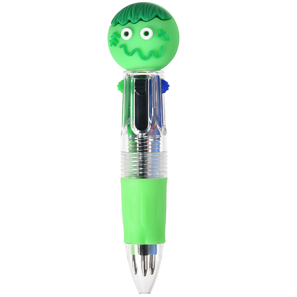 Serie de Halloween Bolígrafo de prensa de cuatro colores Mini bolígrafo lindo bolígrafo corto fácil de llevar Bolígrafo multicolor de la cuenta del estudiante