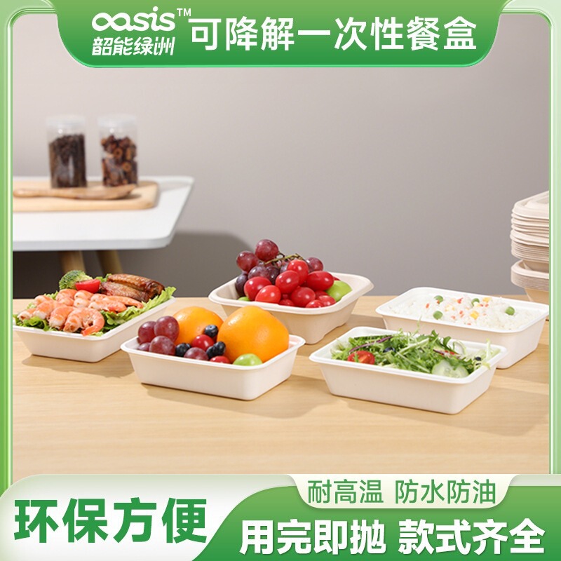Shaoneng Oasis Sugarcane Pulp Disposable Lunch Box, Biodegradable and Compostable Narrow-Edge Square Takeaway Packaging Box Shaoneng Oasis Sugarcane Pulp Disposable Lunch Box, Biodegradable and Compostable Narrow-Edge Square Takeaway Packaging Box