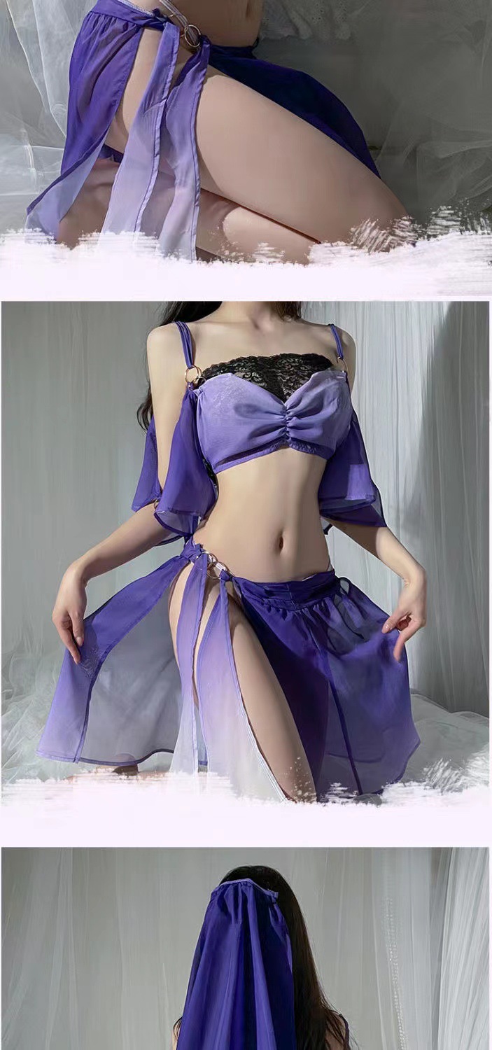 Zixia Fairy Hanfu-Inspired Lace Babydoll Set with Veil, Tube Top, Dress and Panties — detail image 5