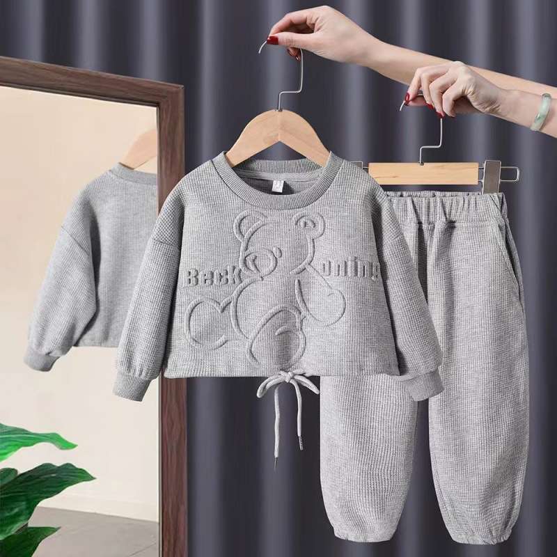 Ensemble sweat à capuche et pantalon long décontracté pour bébé fille (printemps/automne), motif oursons, vêtements pour tout-petits de 8 à 16 ans_voghion.com