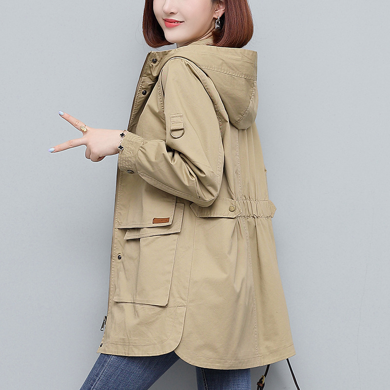 Windbreaker women's long small 2024 popular this year spring new loose casual women's spring and autumn coat tide Windbreaker women's long small 2024 popular this year spring new loose casual women's spring and autumn coat tide