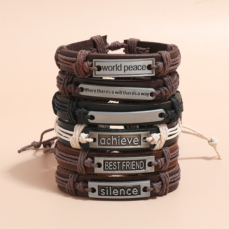 new simple braided letter band leather bracelet