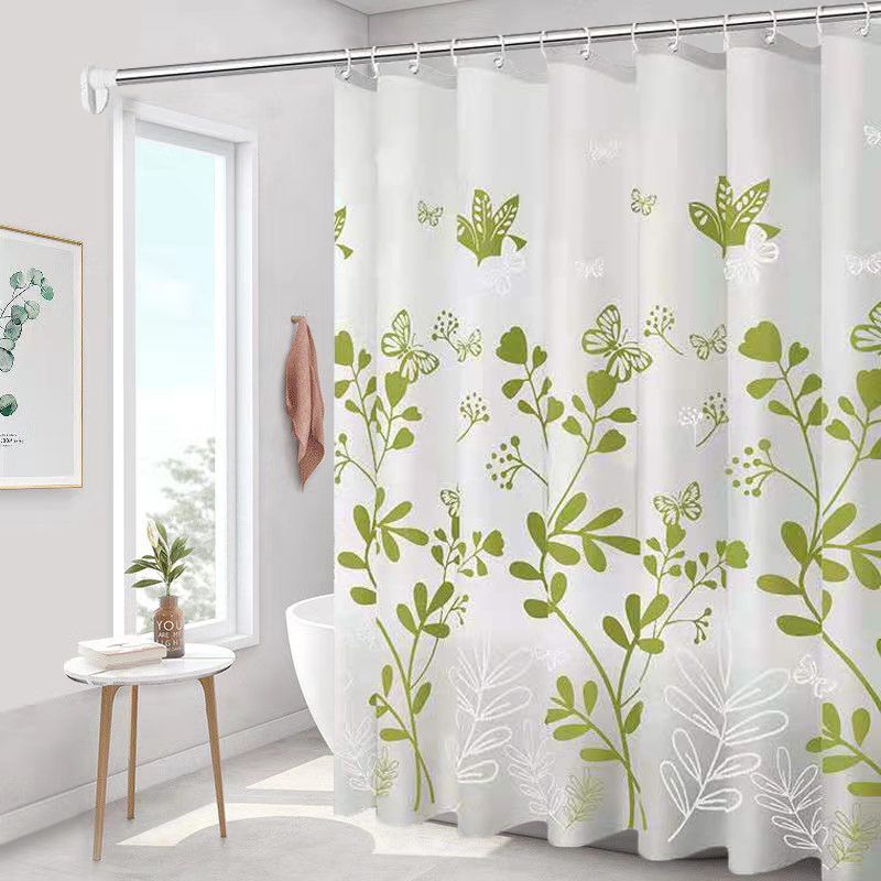 Bathroom Curtain Waterproof Curtain Mildew-Proof Shower Curtain Bath Partition Curtain Shower Curtain Bathroom Door Curtain Punch-Free Telescopic Rod