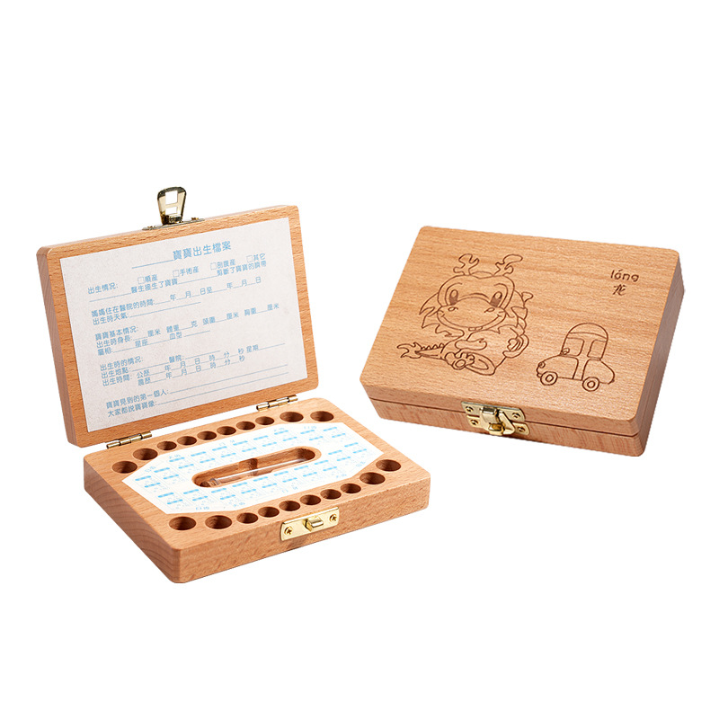 Doce zodiaco de madera para hombres y mujeres, lanugo de bebé, caja de almacenamiento de dientes temporales, caja de colección de cordón umbilical de bebé de bebé personalizado