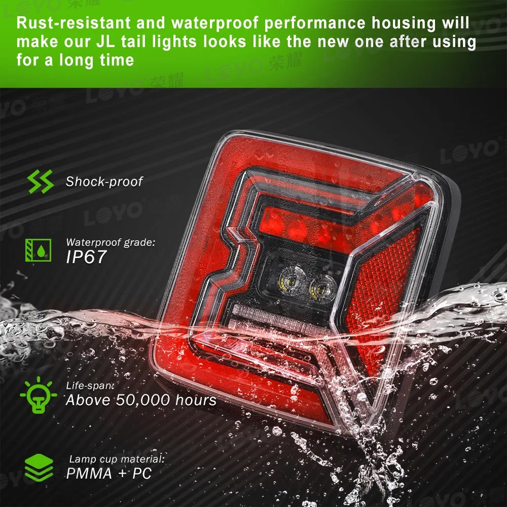 Suitable for Jeep Jl Tail Lights Wrangler Modified Led Tail Lights Led Car Tail Lights Suitable for Wrangler 2018+