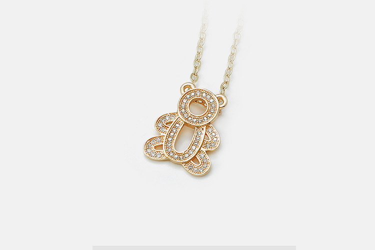 Fashion Inlaid Zircon Hollow Bear Geometric Copper Necklace Wholesale Nihaojewelry display picture 5