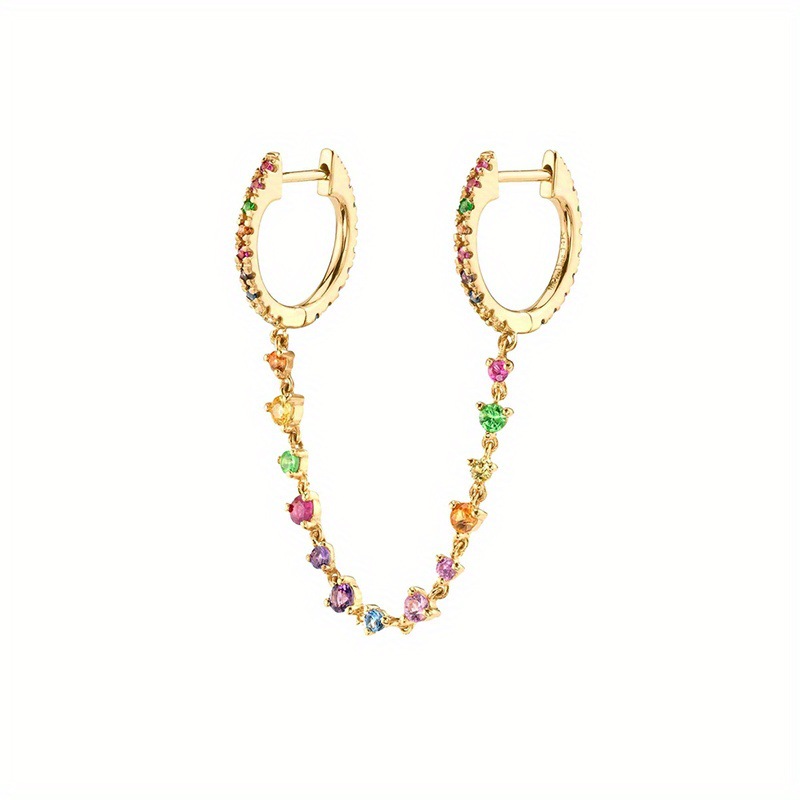 Copper Zircon C-shaped Ear Cuffs Versatile Stylish Stud Earrings_voghion.com