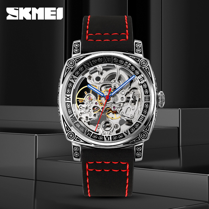 Momento retrógrado relojes mecánicos en relieve perforados relojes de pulsera de hombre casual comercio exterior al por mayor fábrica de fuente personalizada