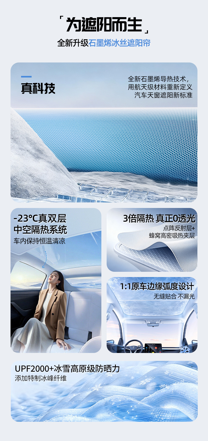 Suitable for Deep Blue L07/Sl03 Ice Crystal Sunroof Sunshade Graphene Canopy Sun Protection and Heat Insulation Sunshade for Cars