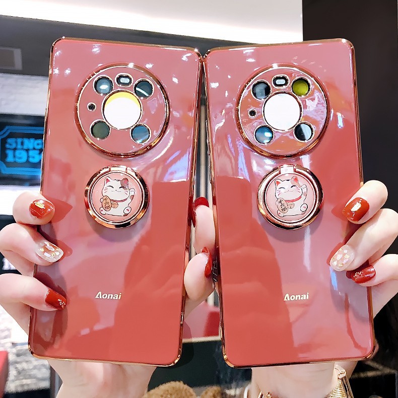 适用华为mate70pro手机壳mate60全包硅胶软壳mate50招财猫女新款