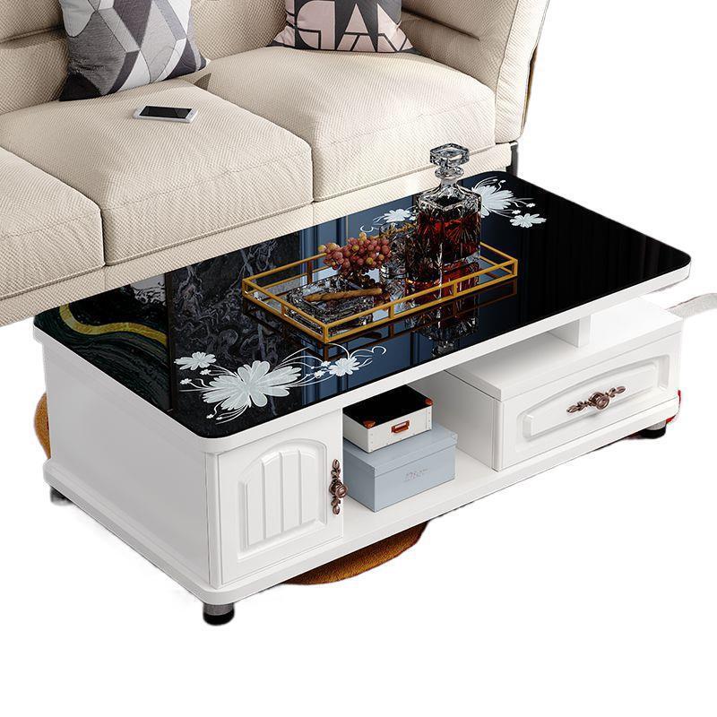シンプルでモダンなヨーロピアンスタイルのラウンドコーナーコーヒーテーブルリビングルームテレビキャビネット小さなアパート強化ガラスティーテーブルテーブルコンビネーションコーヒーテーブル|undefined