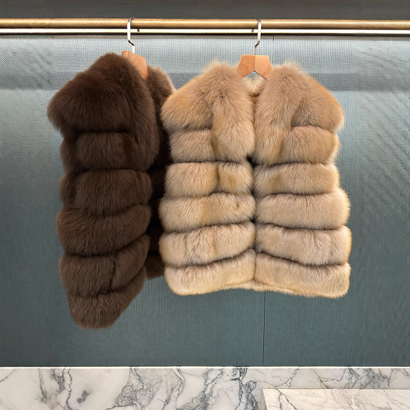 Light Luxury Second-Hand Vtg Style Imported Fox Fur Vest Vest Stand Collar Fur Outwear for Women Winter