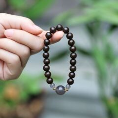 【酔木犀】キンモクセイの香りのビーズ手編みロープブレスレット 0.8cm シングルサークルブレスレット 手編みロープ