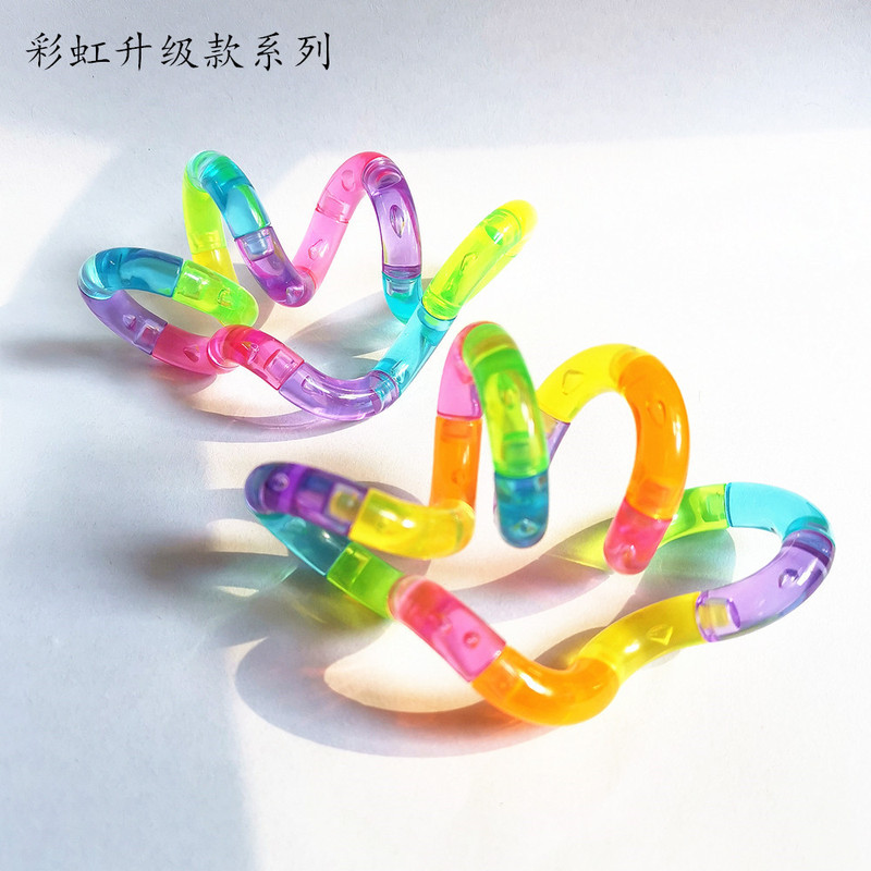 Children's Twist Toy Focus Training Finger Relaxation Quit Smoking Twist Toy Rainbow Crystal Winding Toy