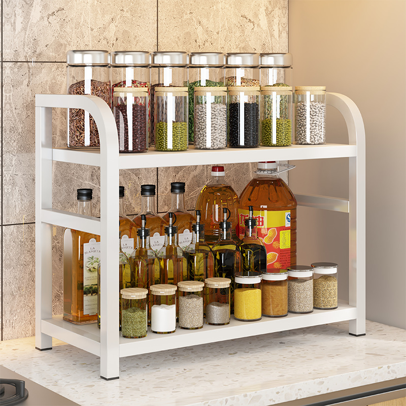 Estante de almacenamiento de cocina Estante de condimento multifuncional Estante de almacenamiento doméstico multicapa de sal y aceite Estante de almacenamiento de condimento de mesa