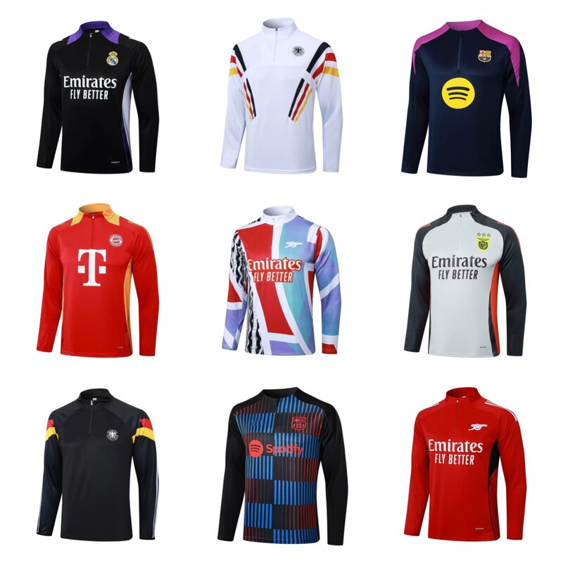 National Team Club Popular Half-Zip Training Suit Adult Pre-Match Warm-Up Jersey Long-Sleeved Shirt Training Sportswear