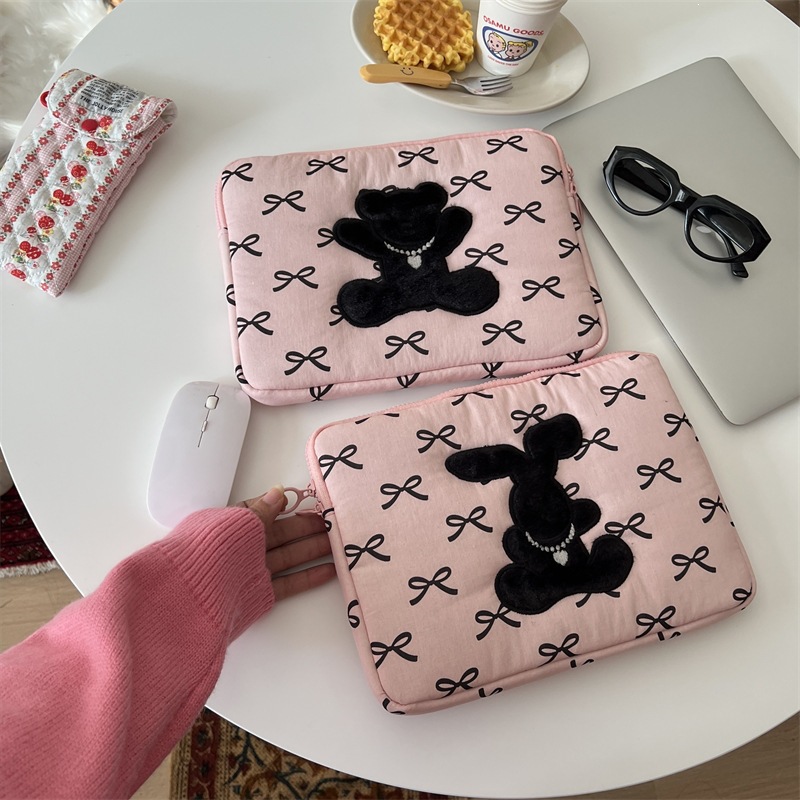 Tablet Computer Bag 3inch New Cute Model Export Black Bear 1 Korean Small Laptop Sleeve 11-Inch Style