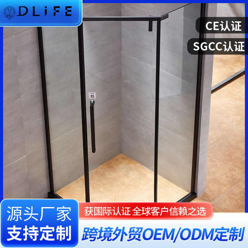 Dulifei Hotel Bathroom Diamond-Shaped Wet and Dry Separation Flat Shower Room 304 Stainless Steel Partition Matte Black Model