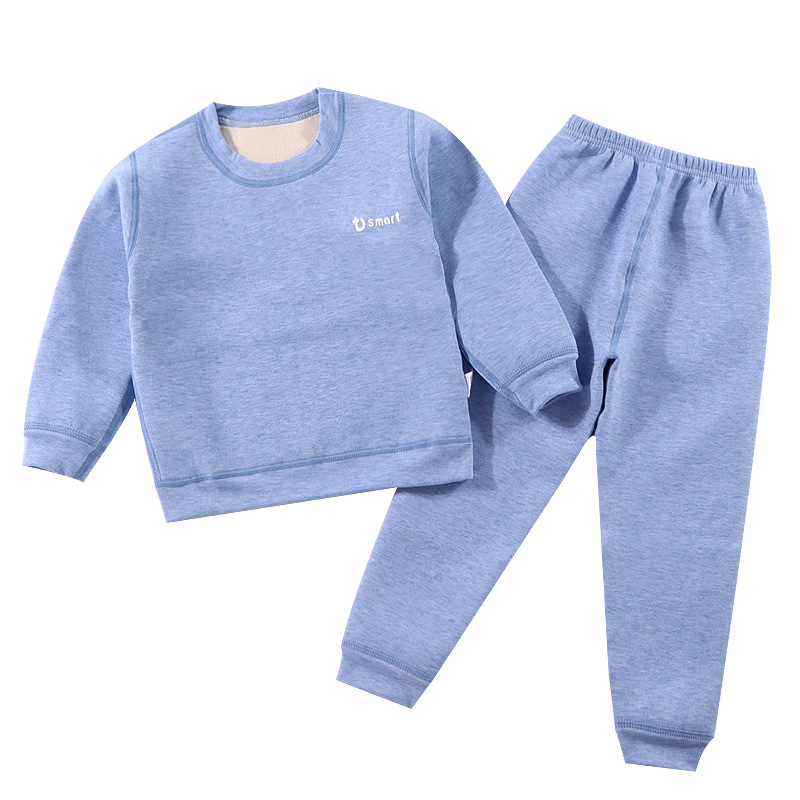 Pijamas de terciopelo de otoño e invierno para niños, traje cálido de terciopelo Oli colorido deshuesado para bebés, ropa de otoño gruesa para niños de mediana edad, pantalones largos
