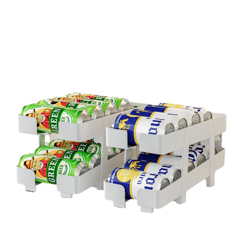 Artefacto de almacenamiento de refrigerador retráctil, relleno automático transparente de doble capa, estante de almacenamiento de bebidas, caja de almacenamiento de refrigerador