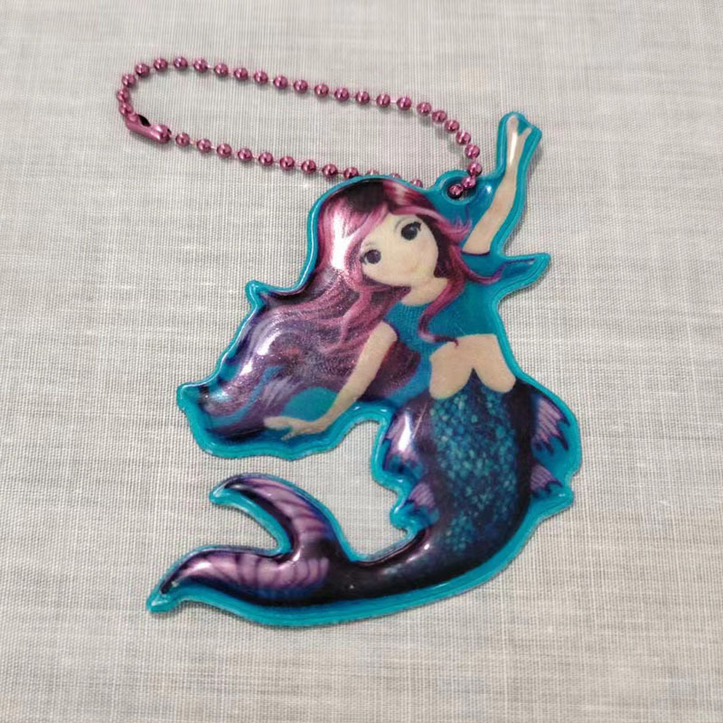 PVC卡通美人鱼钥匙扣件 可爱包包装饰反光挂件创意动漫钥匙链挂饰