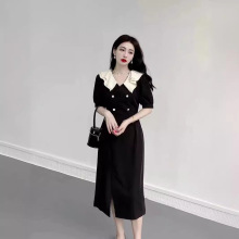 法式大码胖mm新款夏季修身收腰赫本风小黑裙高级感超仙气质连衣裙