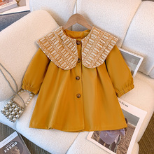 女童童装外套2025年新款春秋季大翻领长袖外套女宝宝韩版时髦外衣