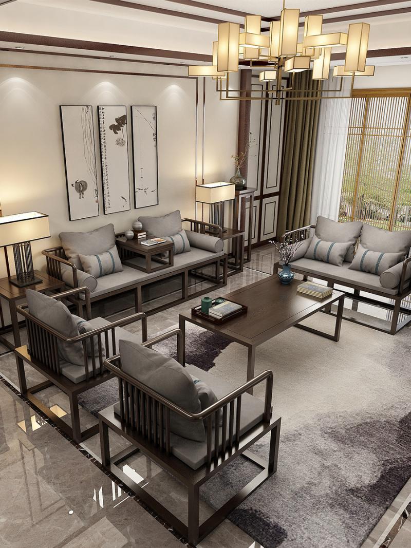 实木沙发新中式轻奢白蜡木中小户型榫卯整装国风禅意123组合家具
