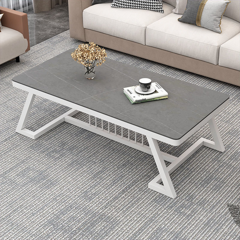 Nuevo tipo de mesa de té de tabla de roca pequeña casa de alquiler de sala de estar familiar simple moderna red balcón combinación de mesa de té lujosa ligera