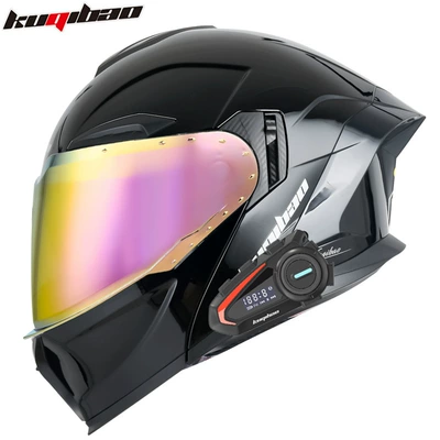 Motosiklet kaskı (dəbilqə) — 3C Certified Full-Face Helmet - bright-black-with-k20-bluetooth-with-red-plating-m