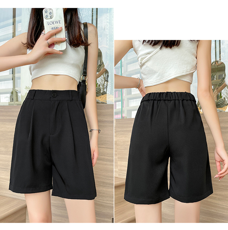 Women's Daily Simple Style Solid Color Shorts Button Wide Leg Pants display picture 2