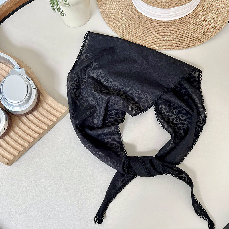 Turbante de verano pastoral turbante de flores de encaje turbante de seda de alta calidad con toallas de seda de triángulo al por mayor