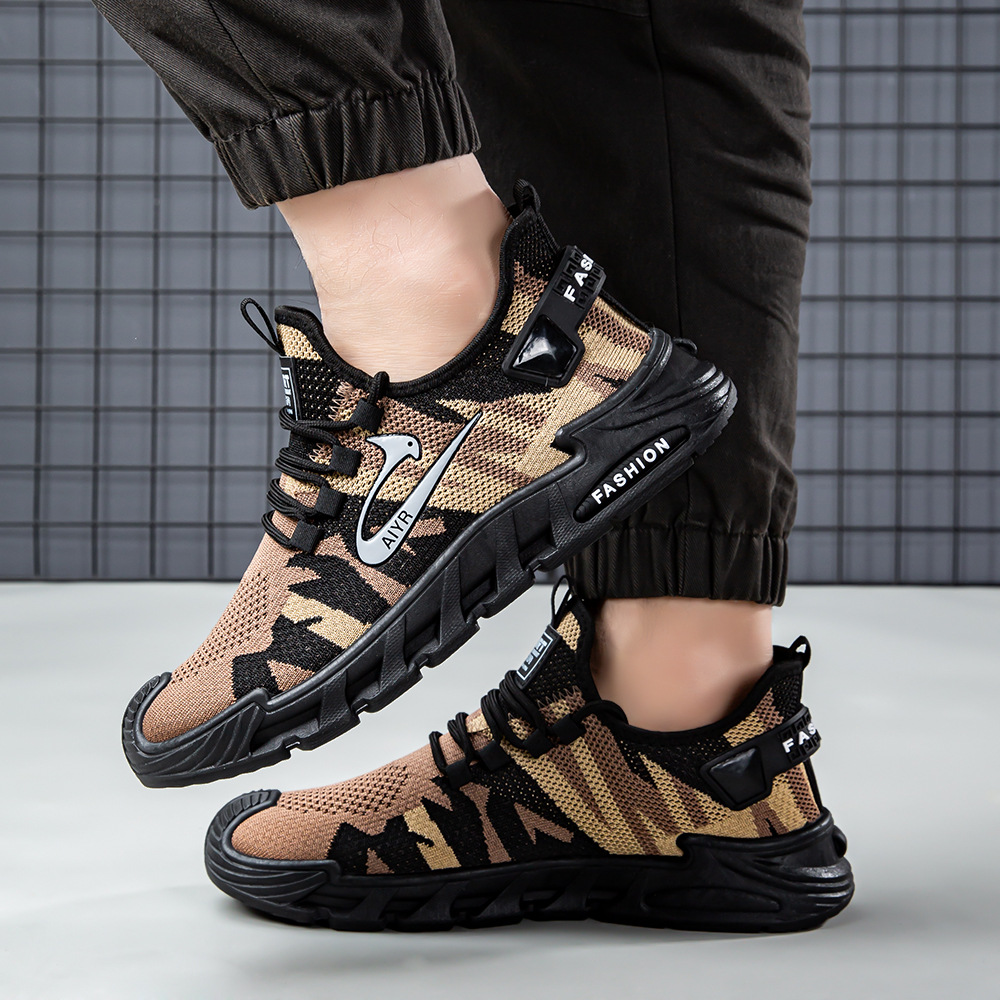 Zapatos de hombre de verano nuevos zapatos deportivos de hombre de tejido aéreo de malla ligera con suela gruesa de moda zapatos casuales al aire libre