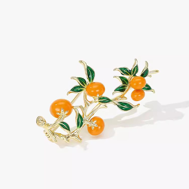 Orange Brosche Für Damen, Elegante Brosche Im Chinesischen Stil_voghion.com