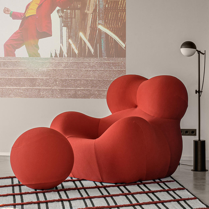 Sillón de Diseño con Forma de Hortensia, Estilo Italiano de Lujo Ligero, para Dormitorio, Sofá Irregular, Asiento Minimalista Italiano