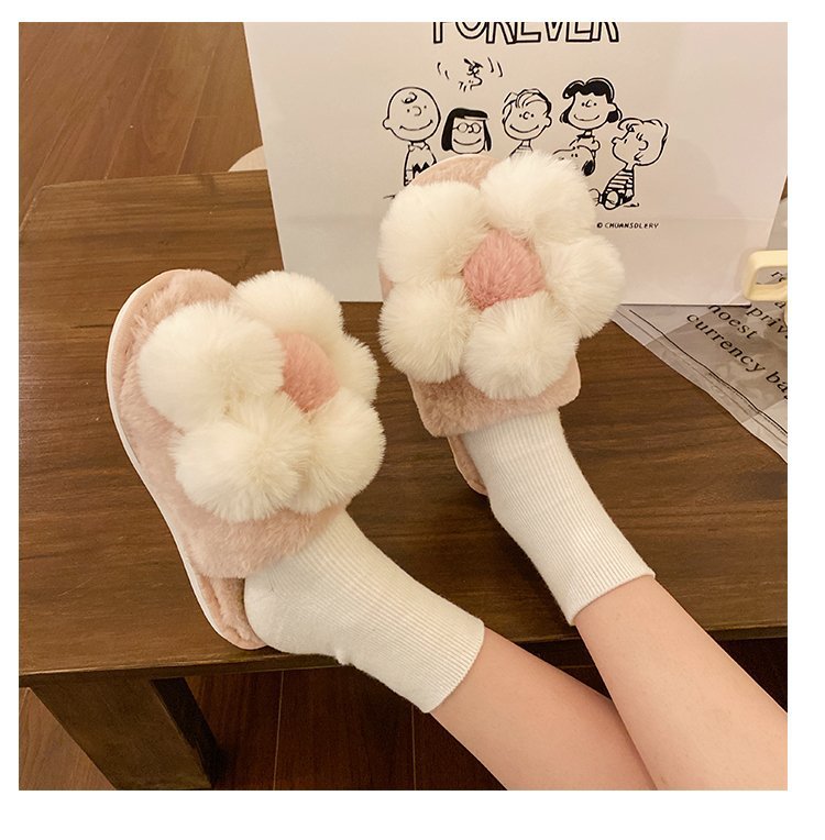 Flower Home Plush Cotton Slippers NSDFX81870