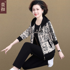 中年のお母さんの秋の服のスポーツウェアのスーツの2025新型の中高年の婦人服の上着の春の秋の洋風のコート