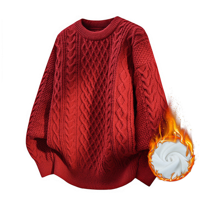 Explosiones transfronterizas de tamaño europeo de gran tamaño de cuello alto este año de vida suéter de Navidad rojo para hombres fábrica de camisetas de punto al por mayor