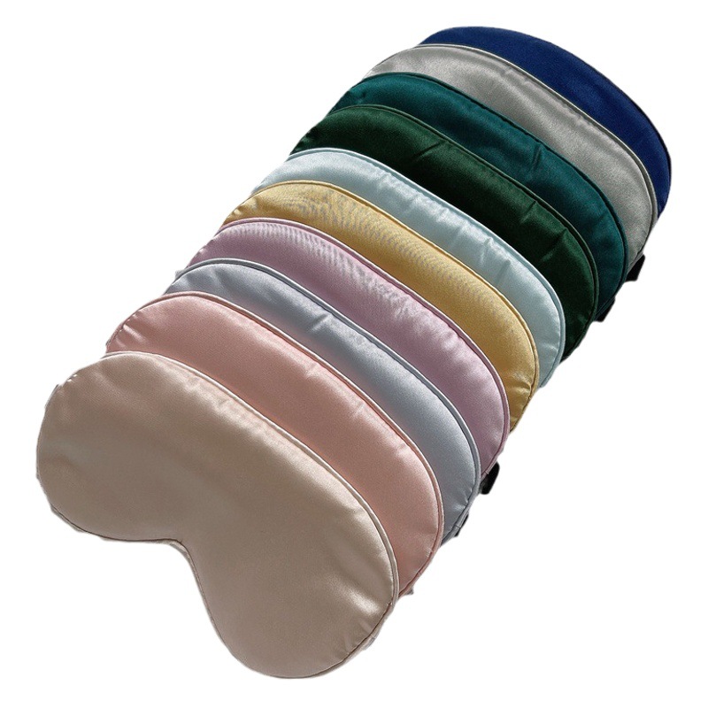 Máscara de ojo de seda artificial hebilla de ajuste color sólido mismo borde de color morera seda sueño sombreado máscara de ojo de seda en stock al por mayor