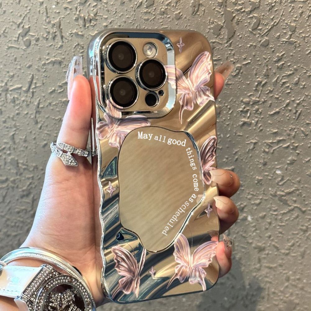 Cover telefono farfalla rosa per iphone specchio galvanizzata_voghion.com