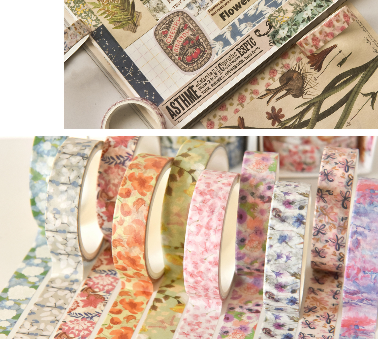20g Weight Washi Tape Stationery Type 1 Set Quantity Learning, Daily Occasion Washi Material Flower Pattern Romantic, Pastoral Style 1 Set Flower Learning Daily Washi Romantic Pastoral Washi Tape 2