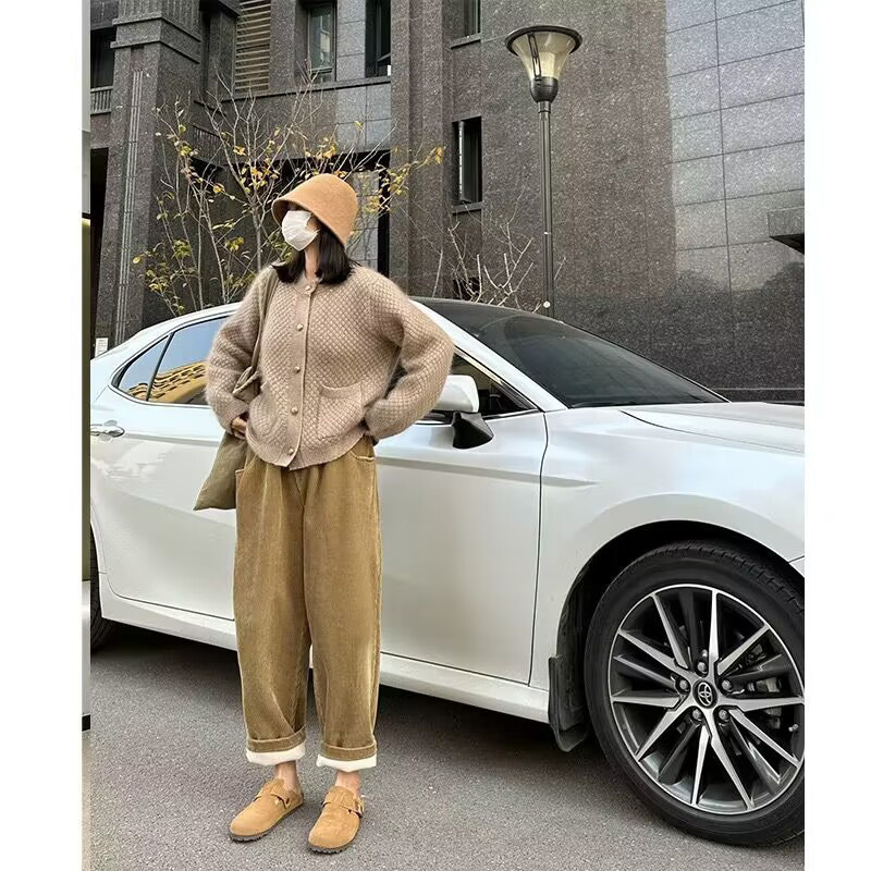 Maternity Pants Autumn and Winter Fleece Thickened Outerwear 2025 New Style Pregnancy Non-Tightening Long Straight Pants